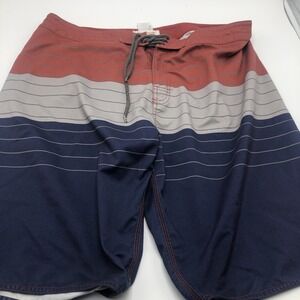 Paul Frank Shorts Mens 38 Multi Colored Stripe‎ Red Blue Loop Tie Front Waist